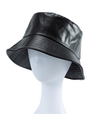Faux Leather Bucket Hat HA320039 BLACK